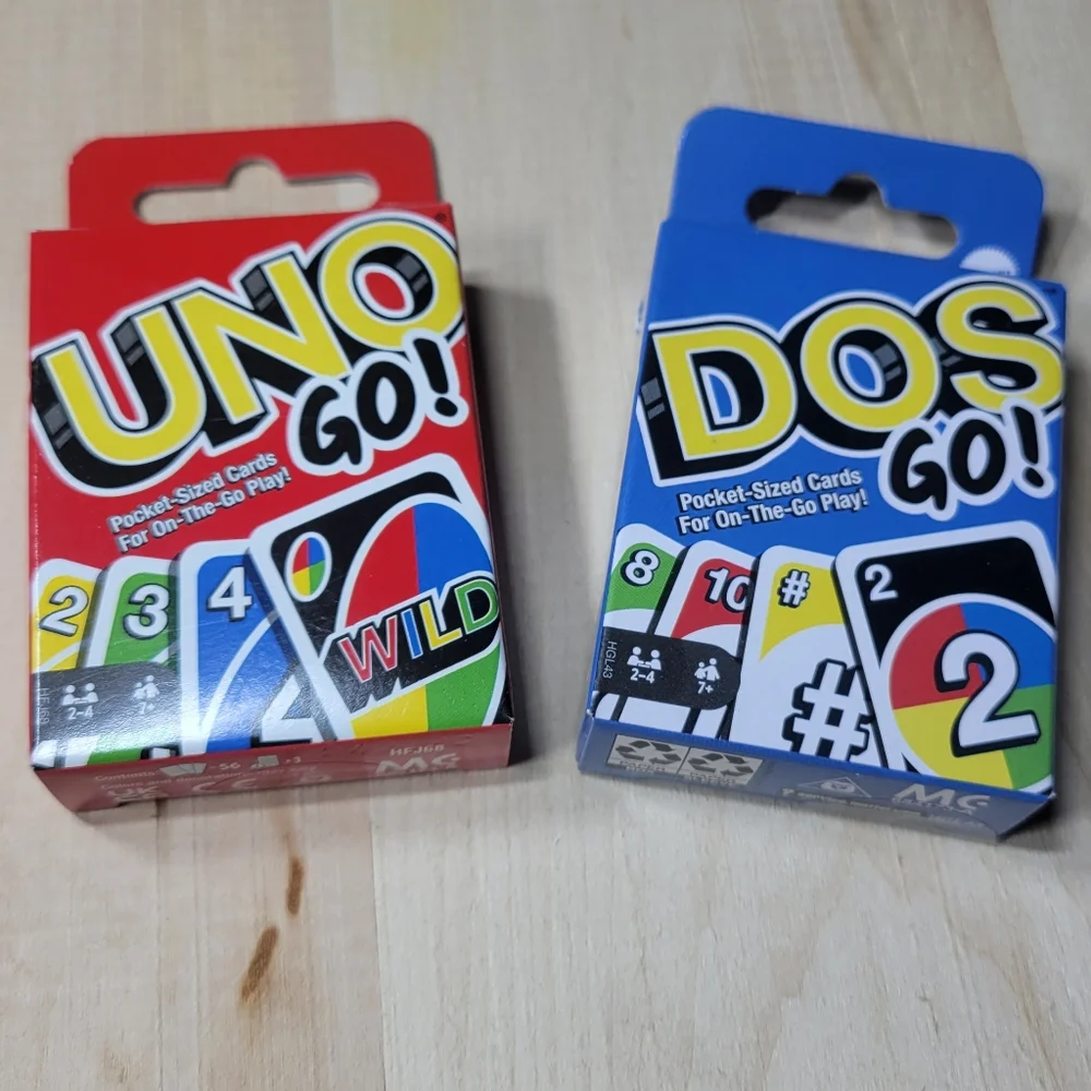 2 Travel Size Uno and Dos Go Card games